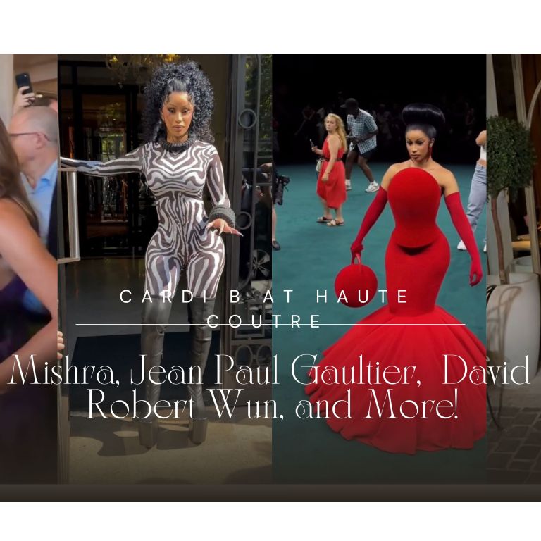 Cardi B Stuns at Paris Couture Week in Rahul Mishra, Striped Jean Paul Gaultier, Snake Print David Koma, Red Robert Wun, and More!